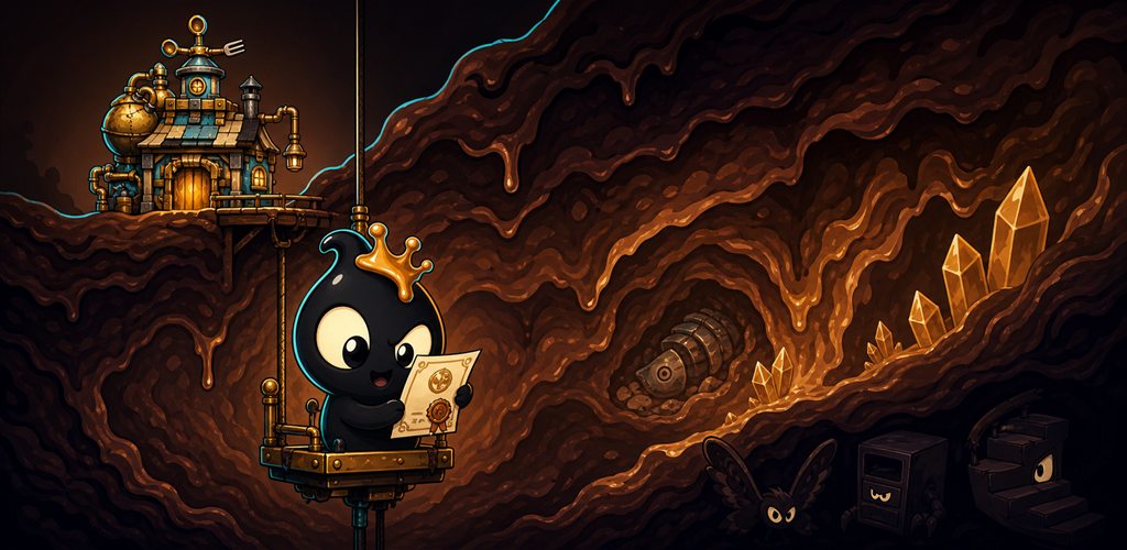 A tiny shadow goo looking into a living chocolate mine